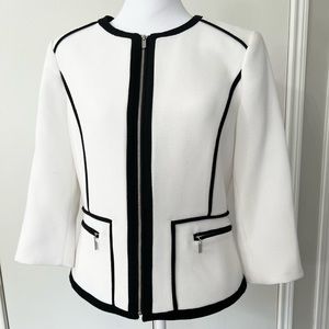 Calvin Klein | Black and White Zipper Blazer Jacket